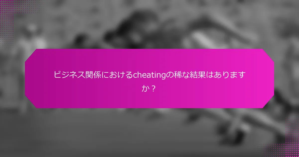 ビジネス関係におけるcheatingの稀な結果はありますか？