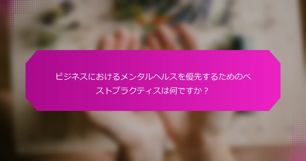 ビジネスにおけるメンタルヘルスを優先するためのベストプラクティスは何ですか？