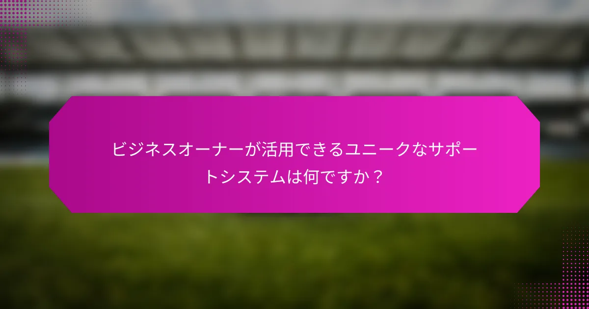 ビジネスオーナーが活用できるユニークなサポートシステムは何ですか？