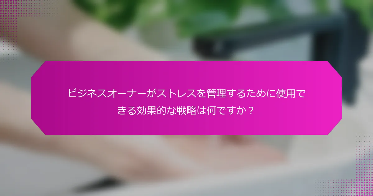 ビジネスオーナーがストレスを管理するために使用できる効果的な戦略は何ですか？