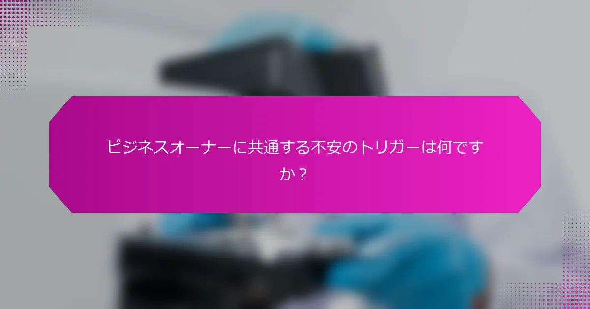 ビジネスオーナーに共通する不安のトリガーは何ですか？