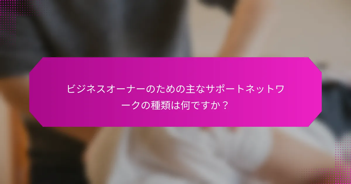 ビジネスオーナーのための主なサポートネットワークの種類は何ですか？