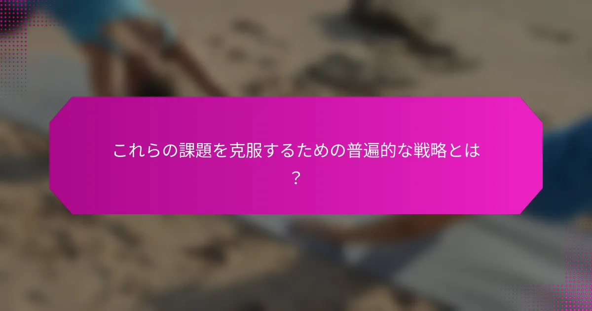 これらの課題を克服するための普遍的な戦略とは？
