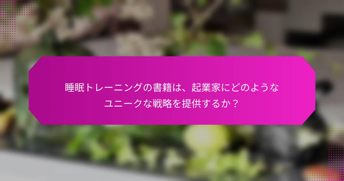 睡眠トレーニングの書籍は、起業家にどのようなユニークな戦略を提供するか？