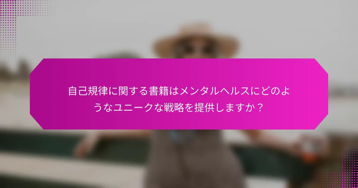 自己規律に関する書籍はメンタルヘルスにどのようなユニークな戦略を提供しますか？